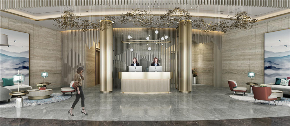 駐馬店閆式精品酒店大堂接待臺(tái)設(shè)計(jì)效果圖 駐馬店閆式精品酒店大堂接待臺(tái)設(shè)計(jì)效果圖