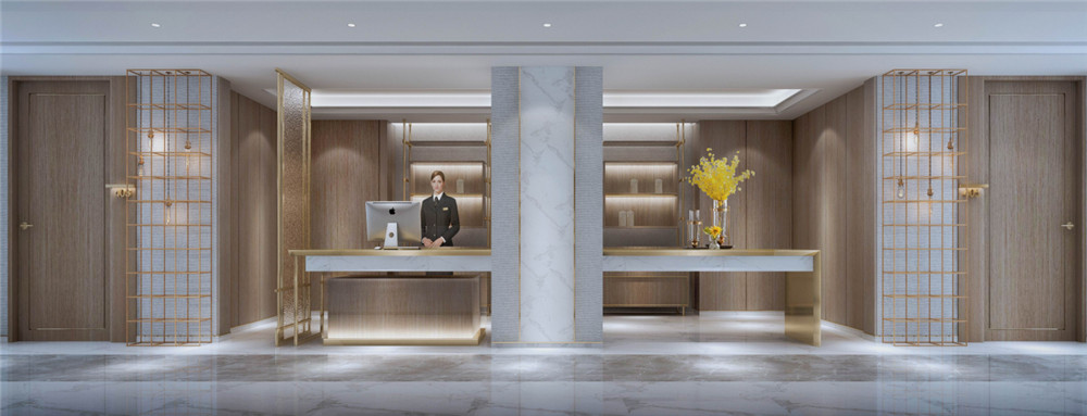 安陽港麗商務(wù)酒店餐飲接待臺裝修設(shè)計(jì)方案