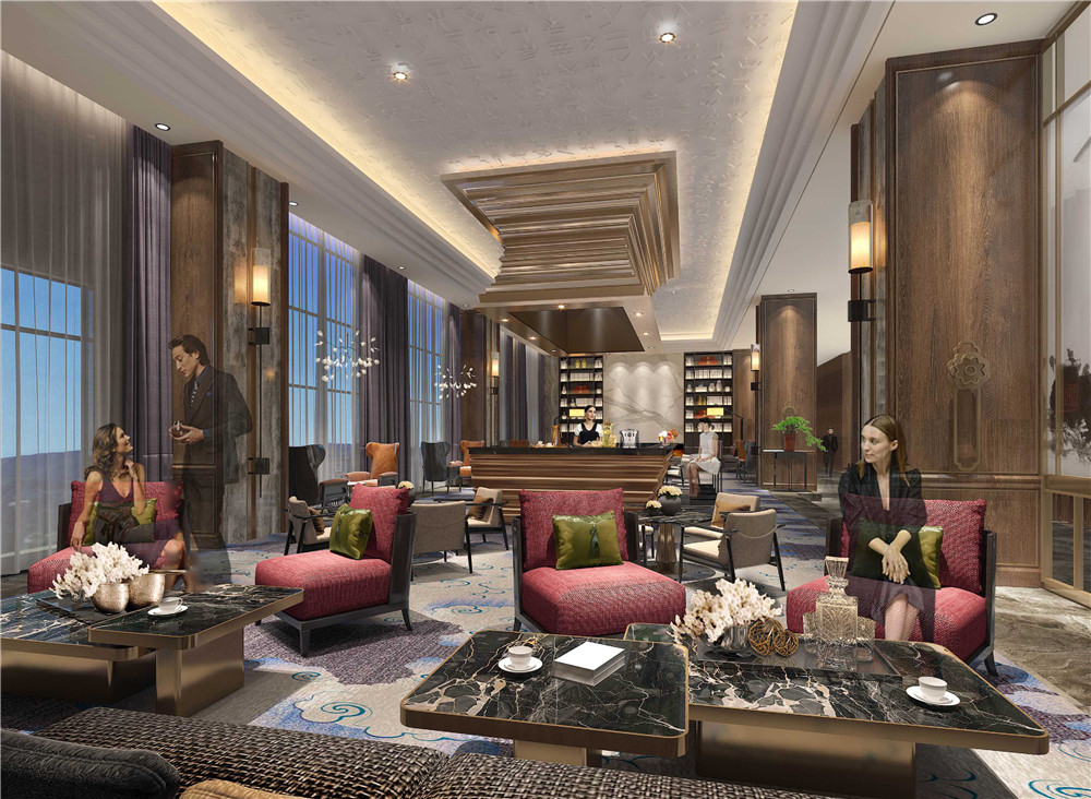 陜西華陽國際飯店五星級酒店大堂吧裝修設(shè)計案例
