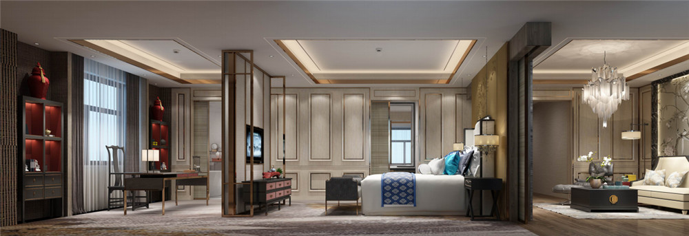 陜西華陽國際飯店五星級酒店套房裝修設(shè)計效果圖