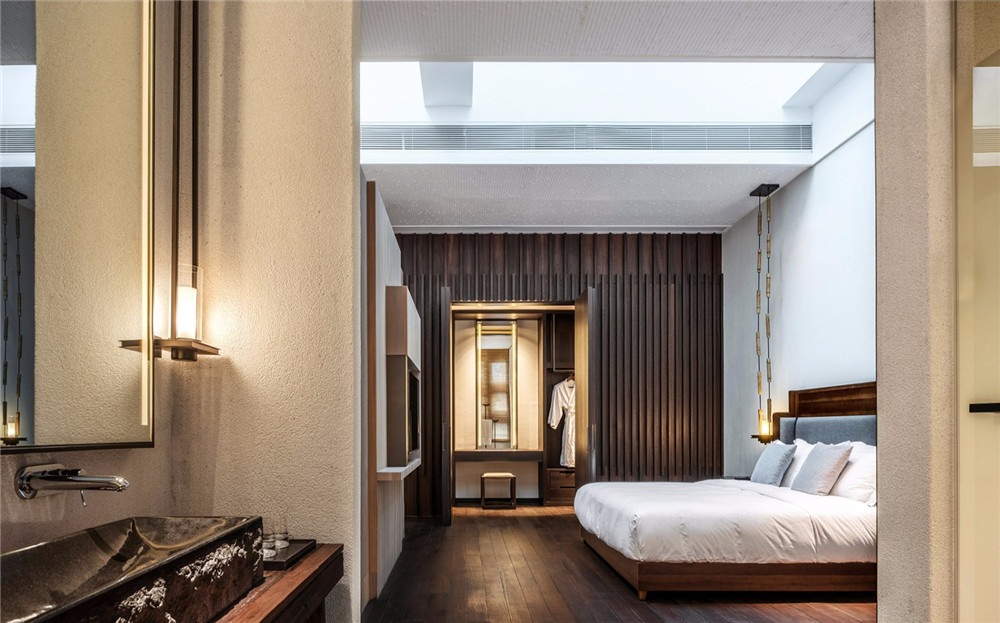 明谷行館新中式溫泉度假酒店客房裝修設計方案